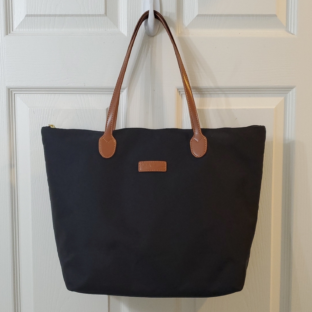 Elegant Black Nylon Tote Bag